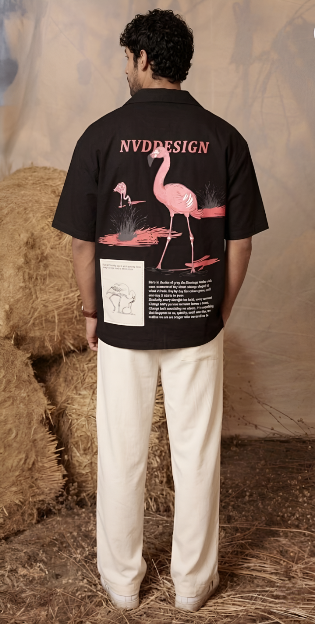 Flamingo Cuban Collar Resort Shirt